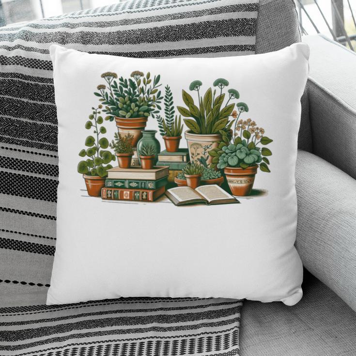Botanical Garden Plants With Books Pillowcase
