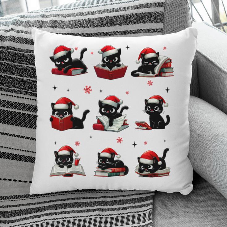 Cat Reading Books Lover Christmas Cat Lover Xmas Pillowcase