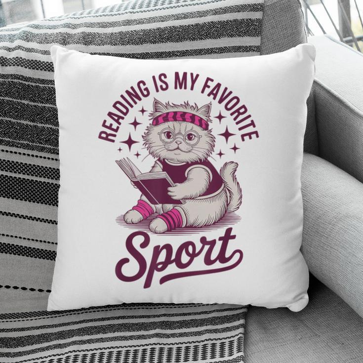 Cat Reading Is My Favorite Sport Retro Book Lover Pillowcase