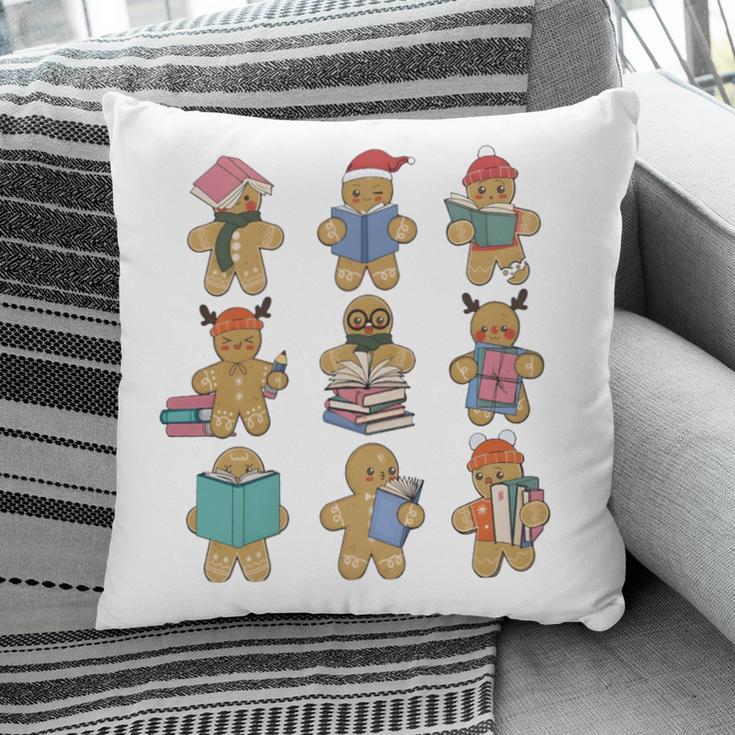 Christmas Library Gingerbread Man Books Lover Bookworm Pillowcase