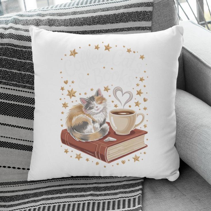 Coffee Cats & Books Cute Cat Book Lover Reading Pillowcase