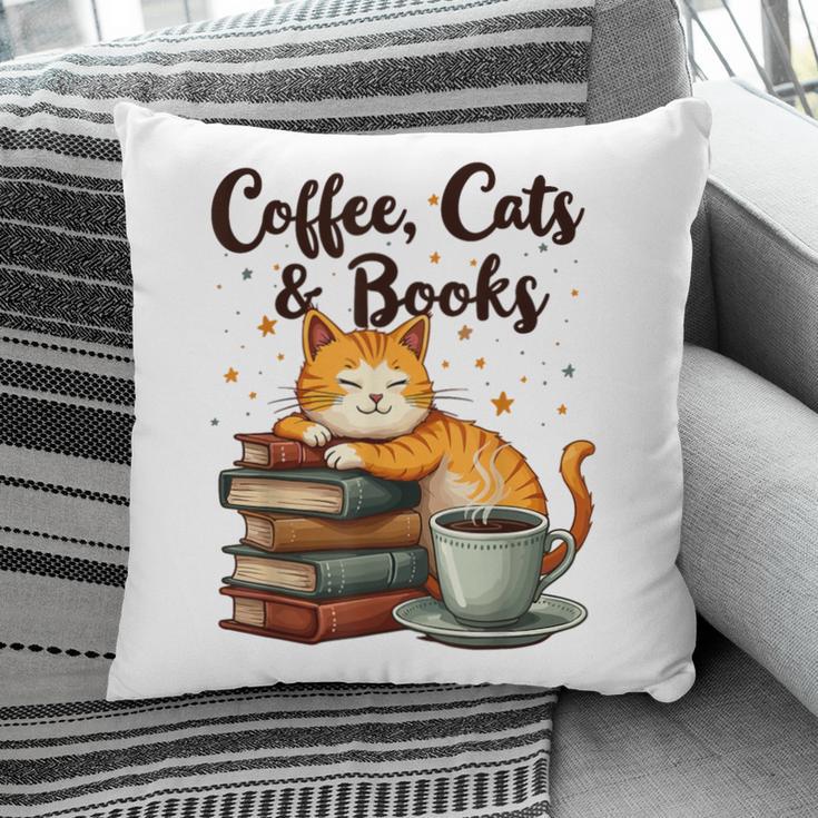 Coffee Cats And Books Lover For Women & Girls Coffee Pillowcase