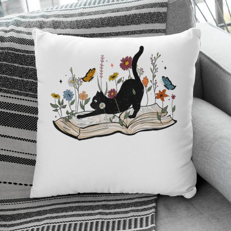 Cute Cat Flower Garden Book Kitty Reading Floral Men Women Girls Kids Pillowcase