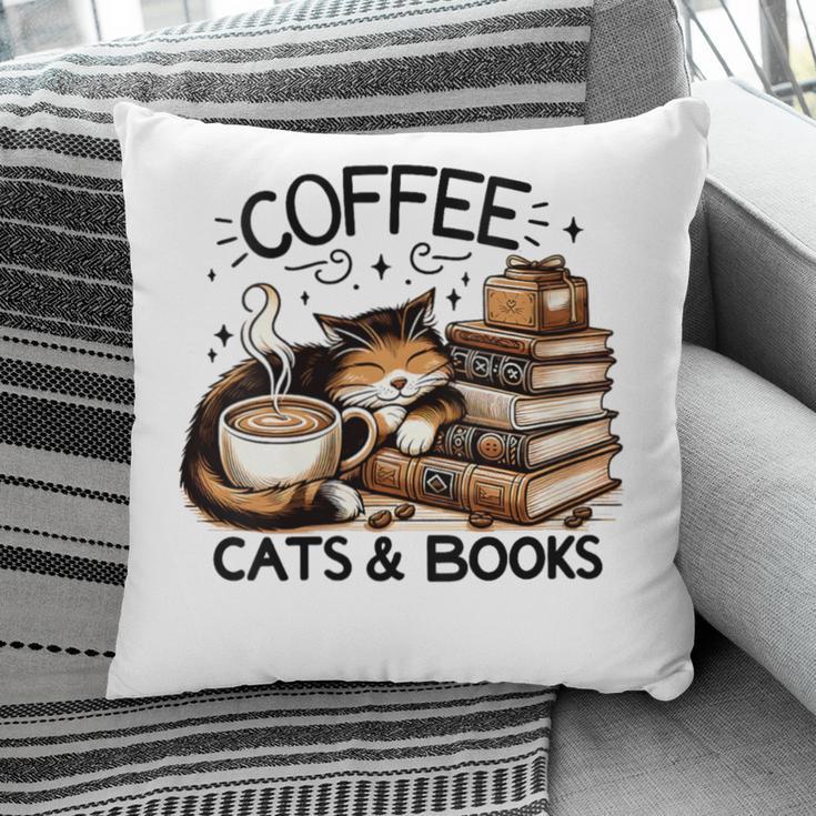 Cute Coffee Cats Books Lover Idea Women Men Kids Pillowcase