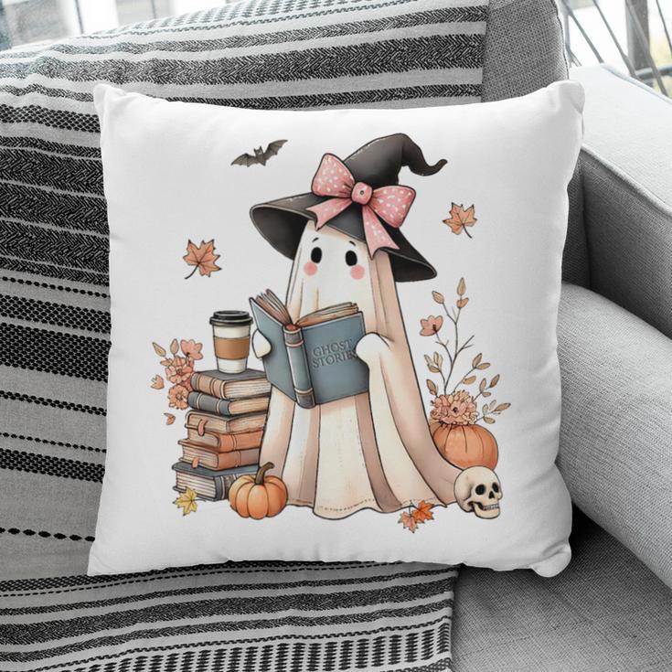 Cute Ghost Reading Book Librarian Book Lover Pillowcase
