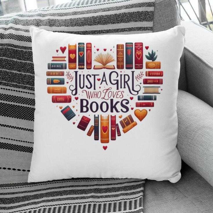 Cute Just A Girl Who Loves Books Heart Shape Reader Pillowcase