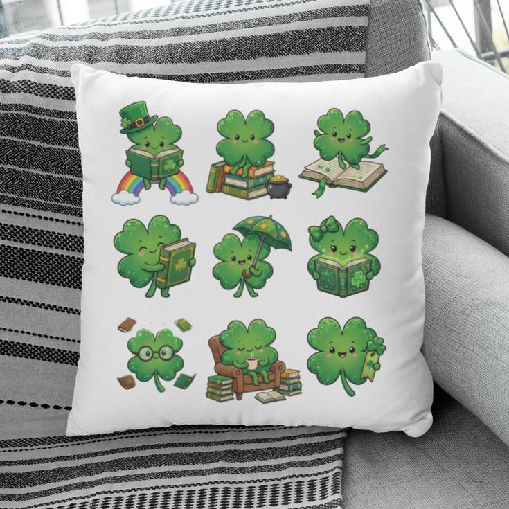 Cute Shamrock Reading St Patricks Day Teacher Book Lovers Pillowcase
