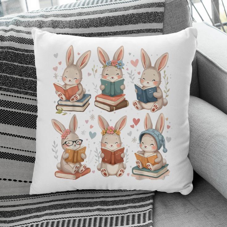 Cute Teacher Bunny Rabbit Reading Easter Bunnies Book Lovers Pillowcase