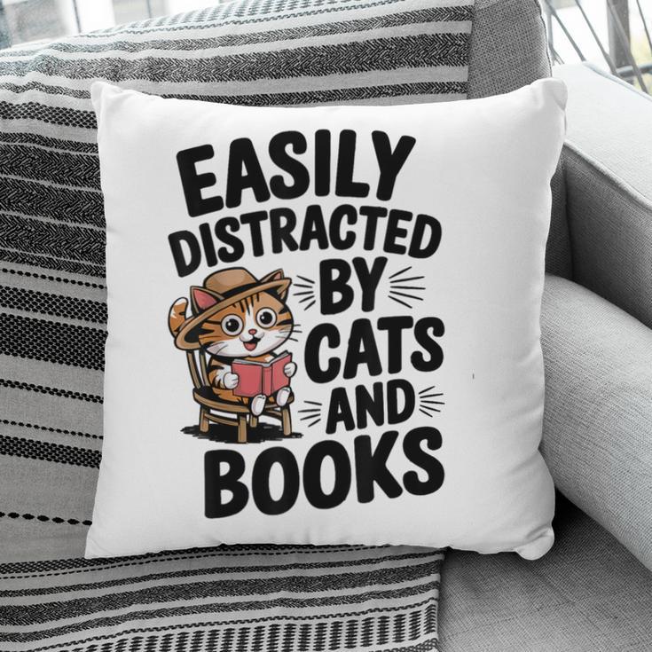 Easily Distracted By Cats And Books Lovers Reading Pillowcase