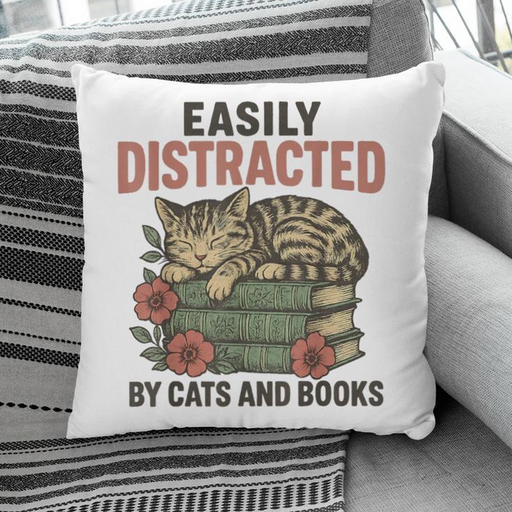 Easily Distracted By Cats And Books Vintage Pillowcase