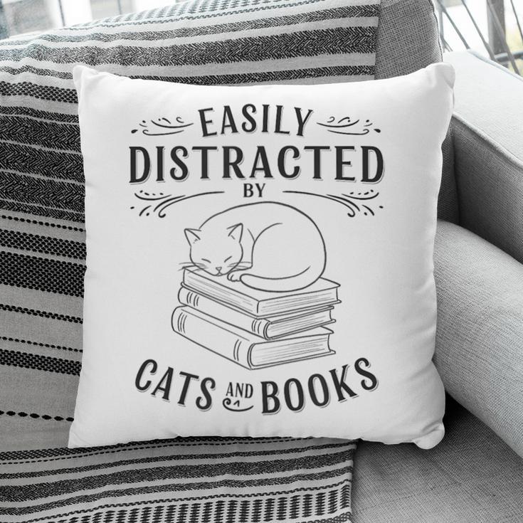 Easily Distracted By Cats And Books For Women Pillowcase