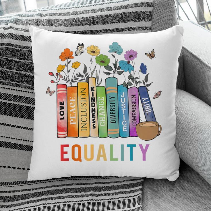Equal Rights Book Flower Equality Peace Love Kindness Book Pillowcase