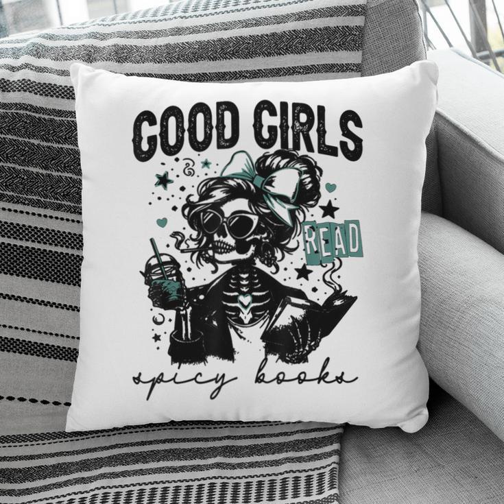 Good Girls Read Spicy Skeleton Book Club Pillowcase