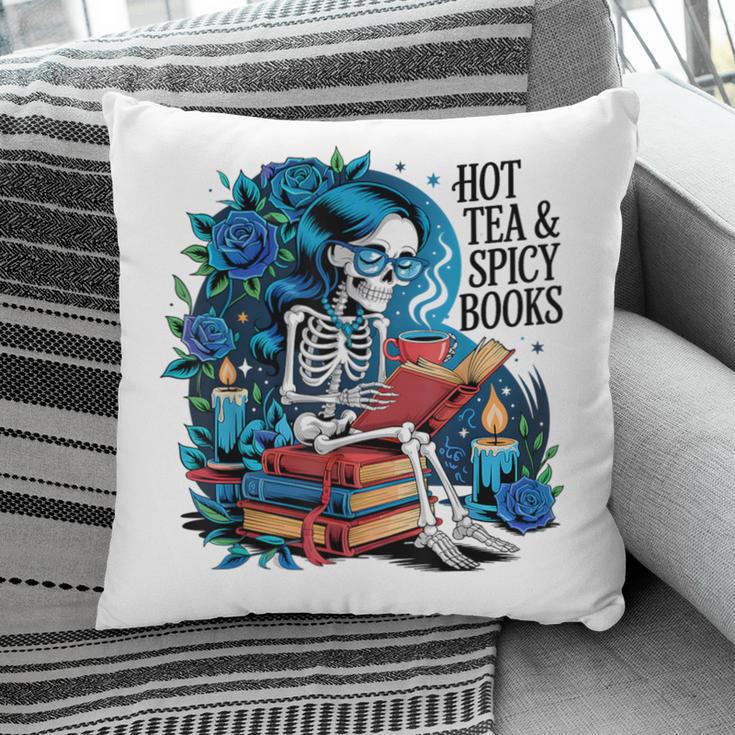 Hot Tea & Spicy Books Skeleton Reader Pillowcase