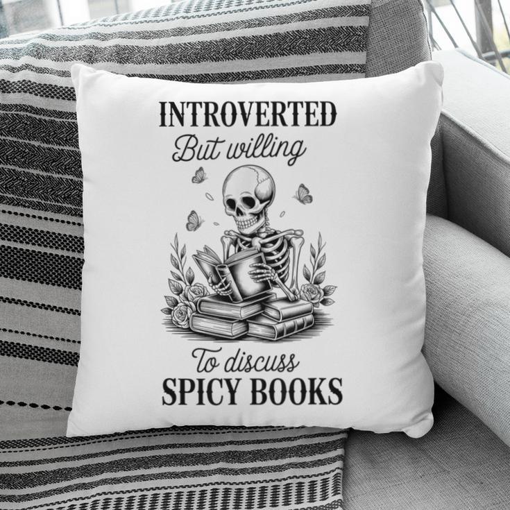 Introvert Read Spicy Books Lover Bookworm Skeleton Reading Pillowcase