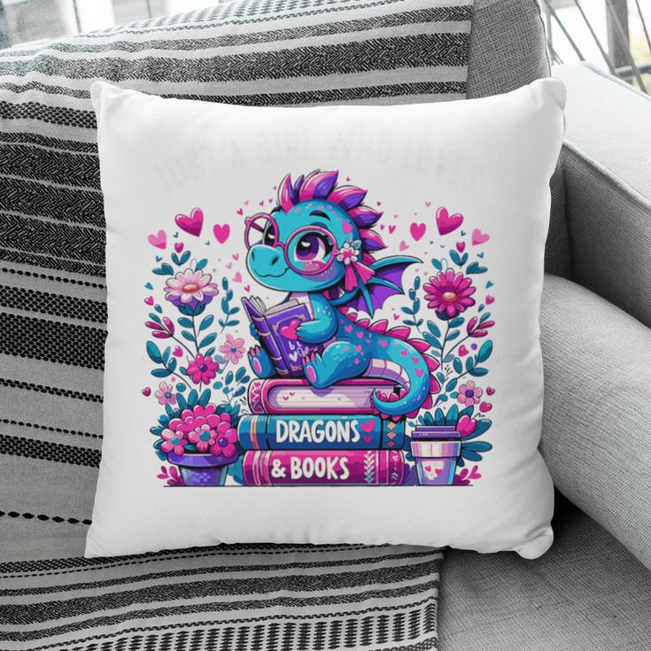 Just A Girl Who Loves Dragons And Books Cute Dragon Reading Premium Tri-Blend Pillowcase