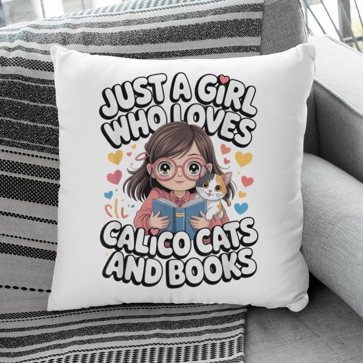Kawaii Cat And Books Just A Girl Who Loves Both Pillowcase