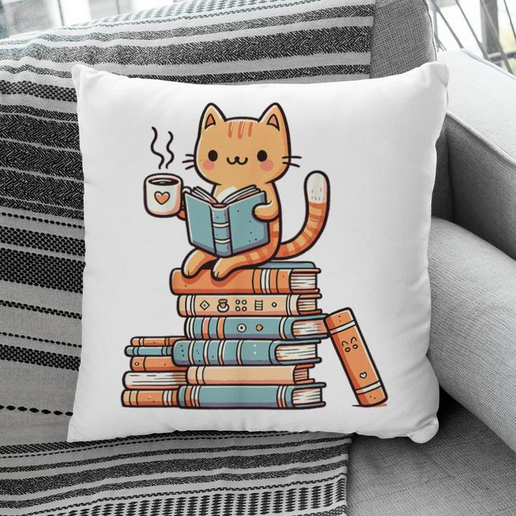Kawaii Cat Coffee Books Teacher Men Women Girls Kids Pillowcase