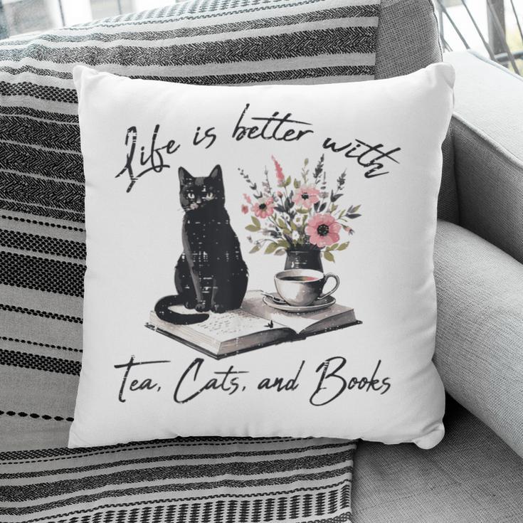 Life Better With 2 Cats Books Kitten Kitty Women Girls Kids Pillowcase