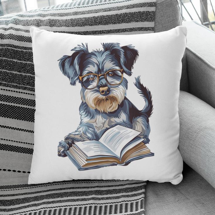 Nerdy Schnauzer Dog Book Lover Glasses Cute Pet For Men Women Kids Pillowcase