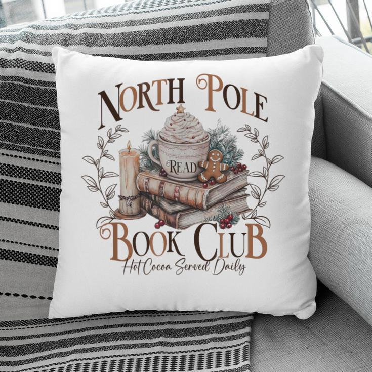 North Pole Book-Club Hot Cocoa Served Daily Christmas Book Pillowcase