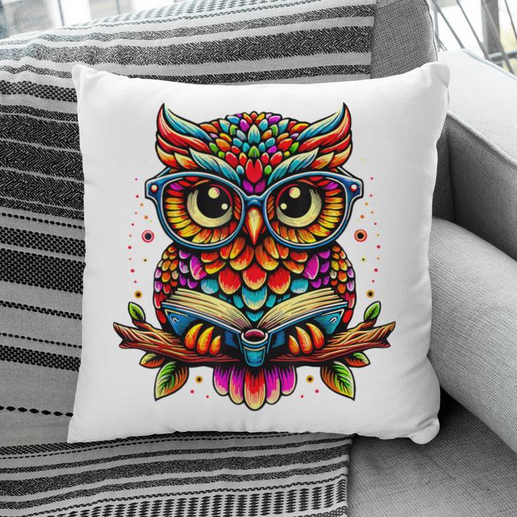 Owl With Glasses And Book Reading Pillowcase