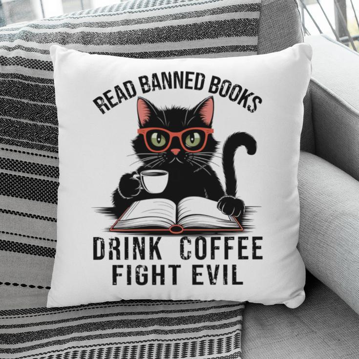 Read Banned Books Drink Coffee Fight Evil Retro Cat Pillowcase Read Banned Books Drink Coffee Fight Evil Retro Cat Pillowcase