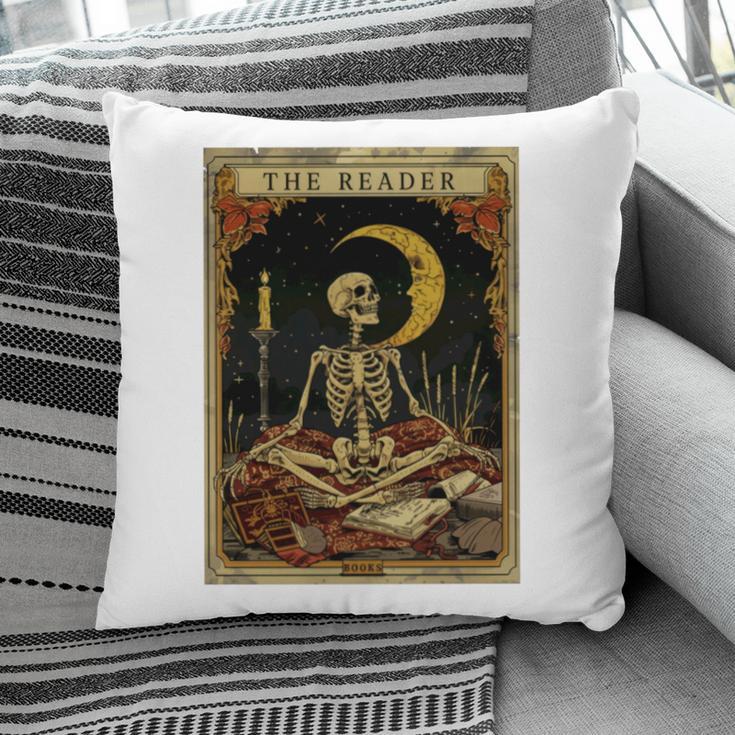 The Reader Tarot Card Book Lover Skeleton Art Goth Style Pillowcase