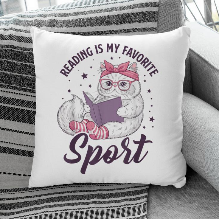 Reading Is My Favorite Sport Saying Cat And Book Lover Pillowcase