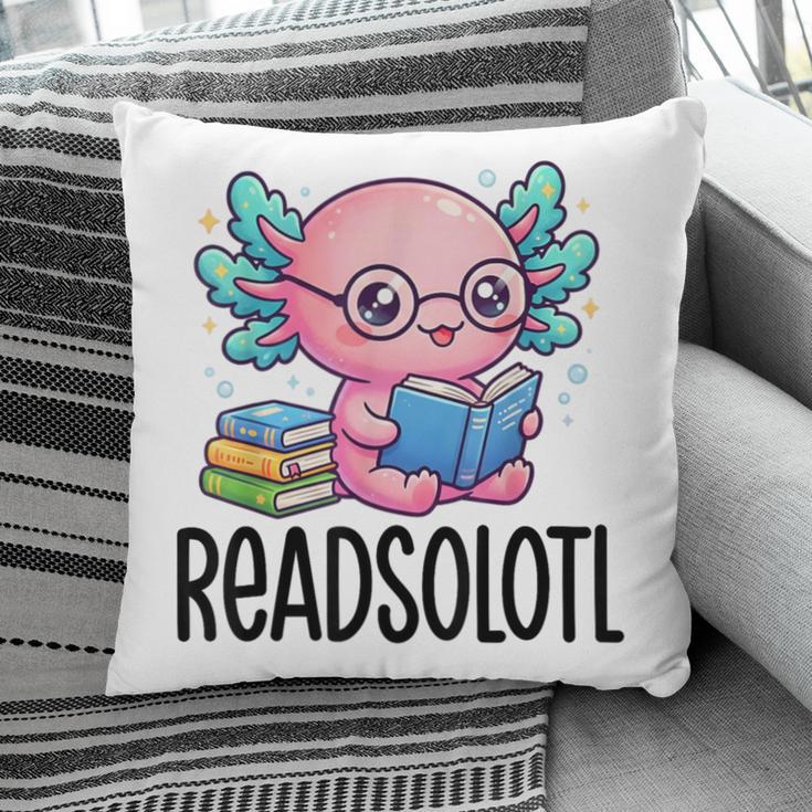 Readsolotl Cute Axolotl Reading Book Kawaii Pink Aesthetic Pillowcase