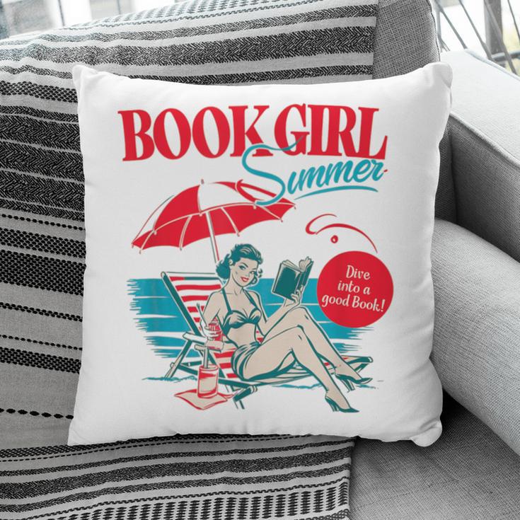 Retro Book Girl Summer For Women Beach Reading Pillowcase