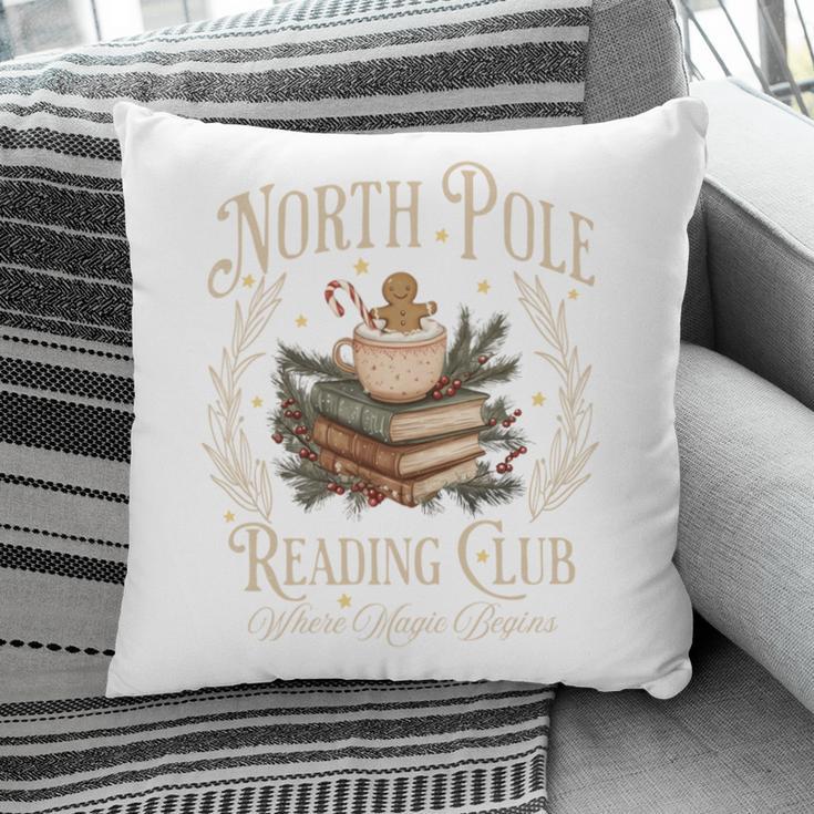 Retro North Pole Reading Club Hot Cocoa Book Lovers Xmas Pillowcase