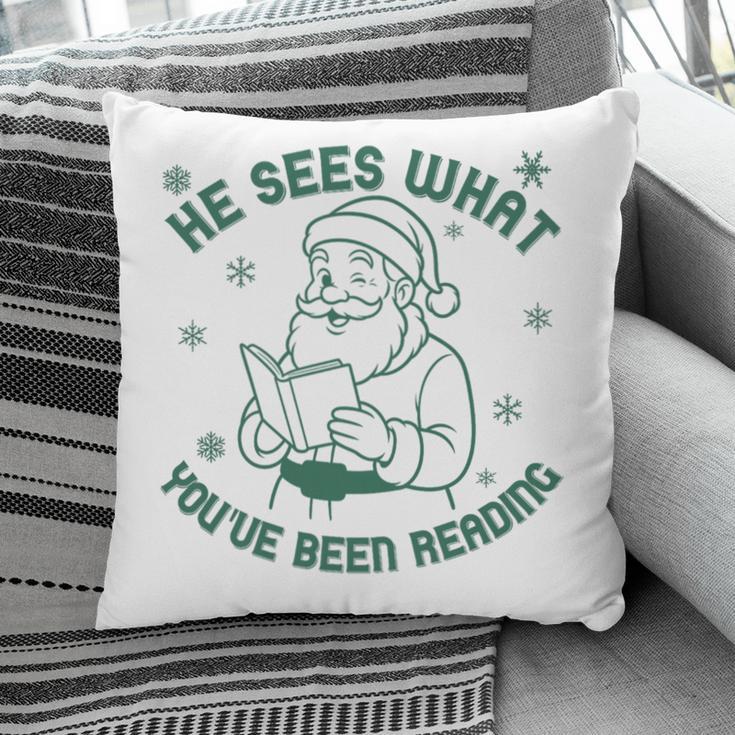He Sees What You'Ve Been Reading Christmas Bookish Santa Premium Tri-Blend Pillowcase