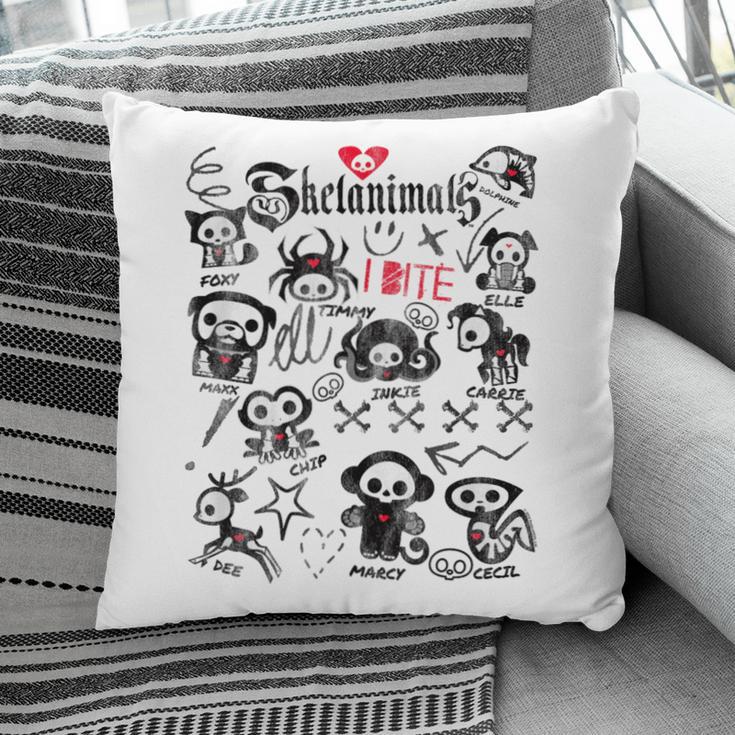 Skelanimals I Bite Vintage Retro Dead Pet Textbook Collage Pillowcase