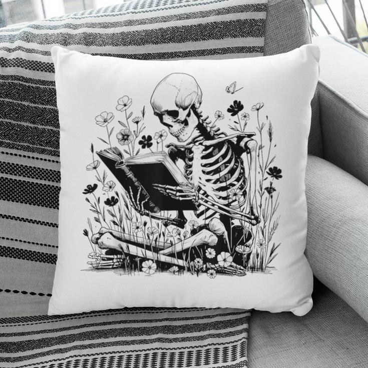 Skeleton Skull Halloween Book Reading Books Lover Teacher Pillowcase Skeleton Skull Halloween Book Reading Books Lover Teacher Pillowcase