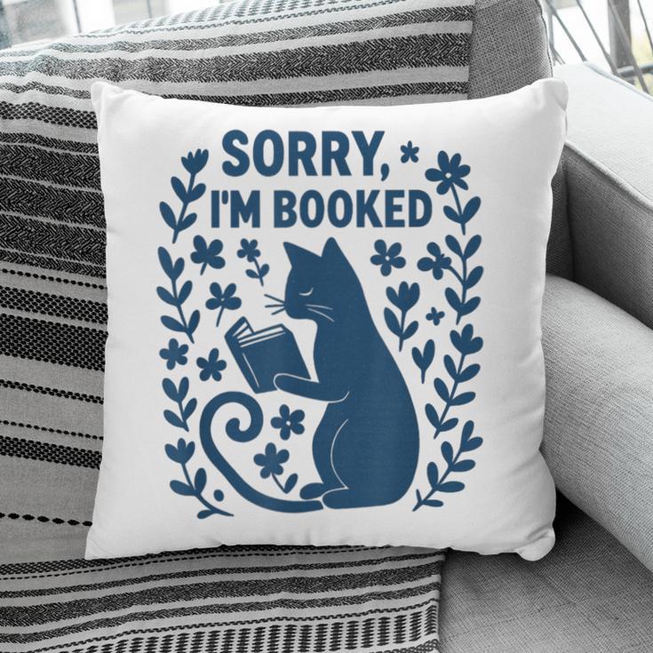 Sorry I'm Booked Cat Reading Book Boho Flowers Vintage Pillowcase