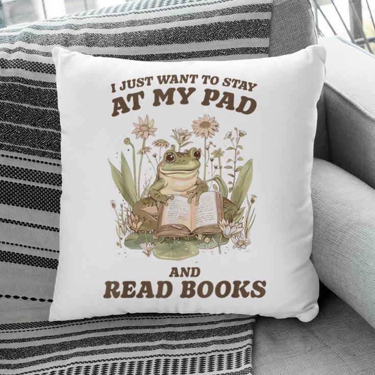 Stay At My Pad And Read Books Frog Introvert Reading Pillowcase