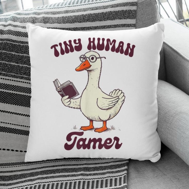 Teacher Silly Goose Reading Book Teaching Tiny Human Tamer Pillowcase
