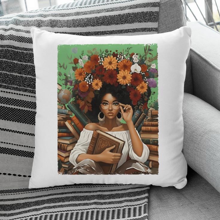 History Month Black Afro Girl Women Book Lovers Floral Pillowcase