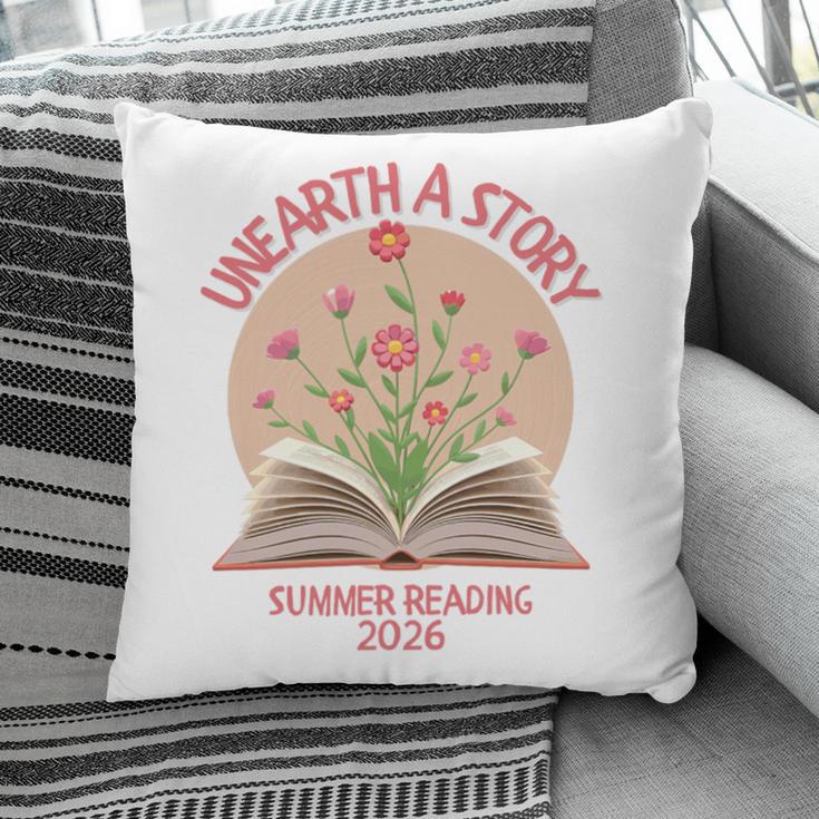 Unearth a Story 2026 Summer Reading Program Flowers Book Premium Tri-Blend Pillowcase