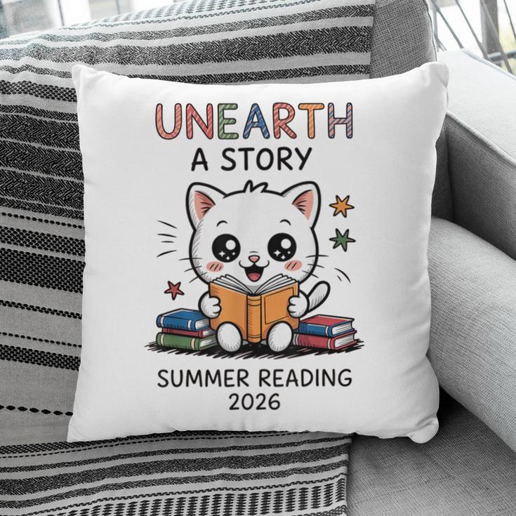 Unearth a Story Cute Kitten Summer Reading 2026 Cat Book Pillowcase