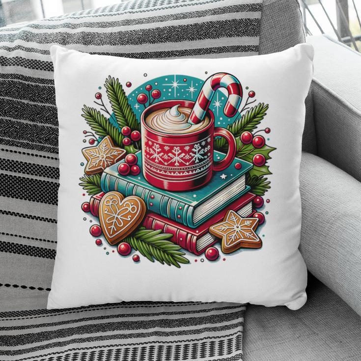 Vintage Cozy Winter Hot Cocoa Books Gingerbread Book Lovers Pillowcase