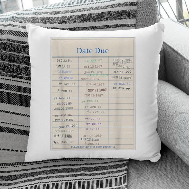 Vintage Library Due Date Card For Book Lovers Librarians Pillowcase