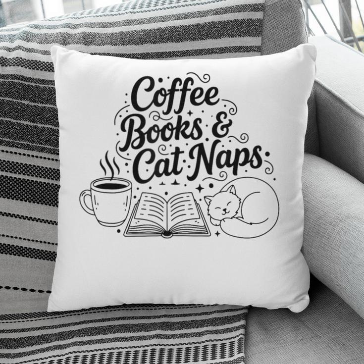 Vintage Retro Coffee Books & Cat Naps Pillowcase