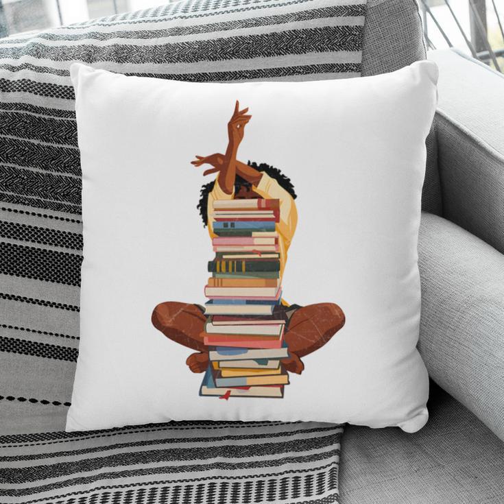 Woman And Books Stack Afro Girl Book Lover Pillowcase