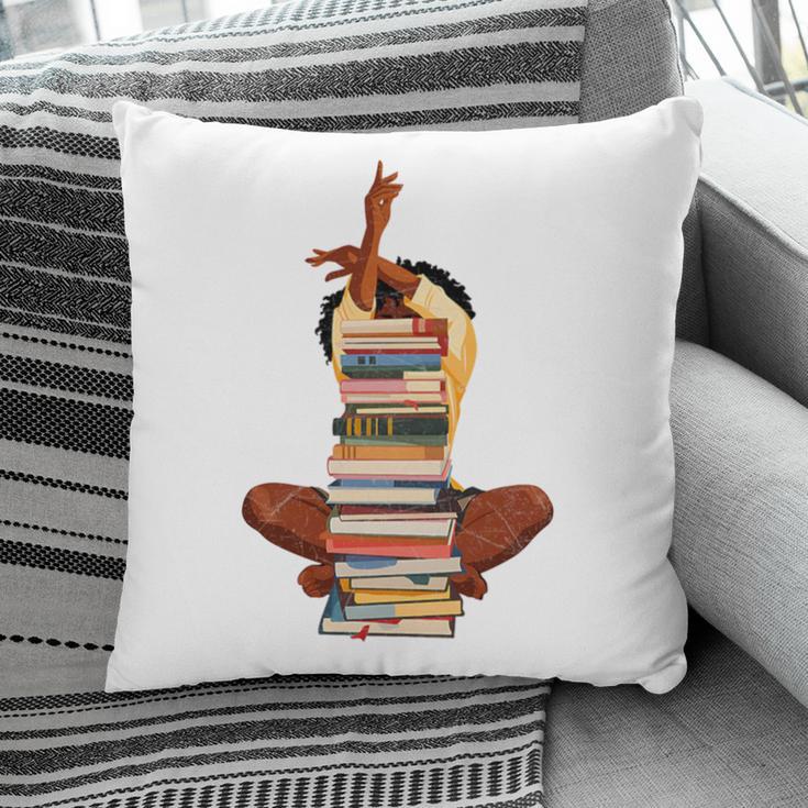 Woman And Books Stack Afro Girl Book Lover Premium Tri-Blend Pillowcase