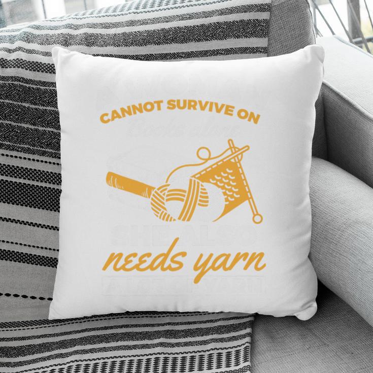 Woman Survives On Books Yarn Knitting Crochet Premium Tri-Blend Pillowcase