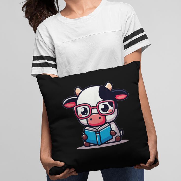 Adorable Book Lover Cow With Reading Glasses Cute Pillowcase