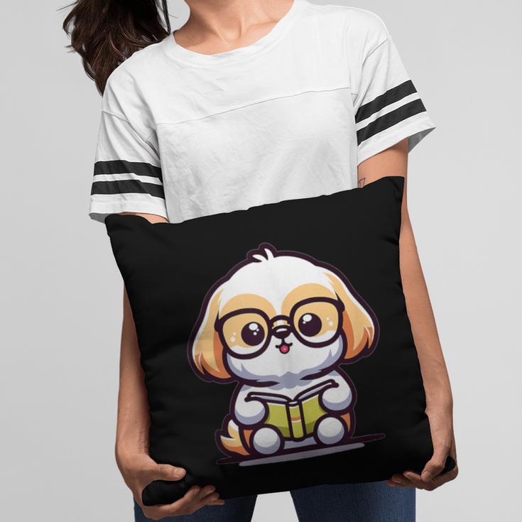 Adorable Book Lover Shih Tzu With Reading Glasses Cute Pillowcase