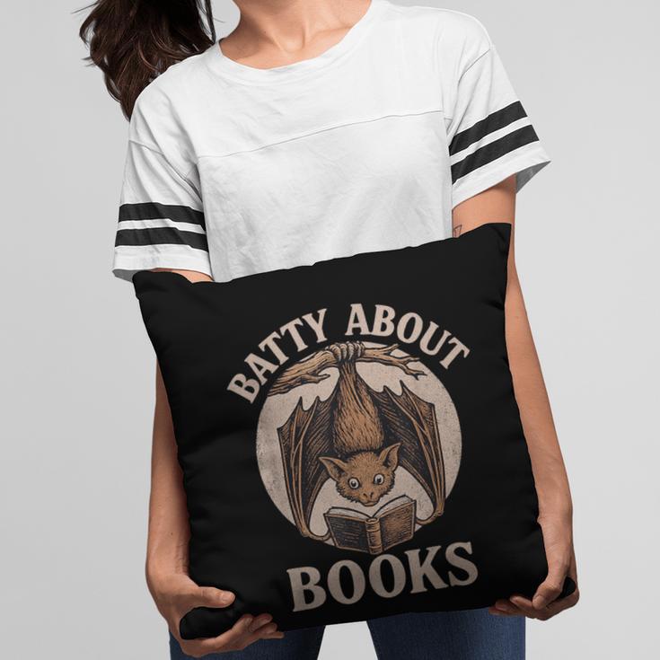 Batty About Books Reading Book Lover Men Women Distressed Pillowcase